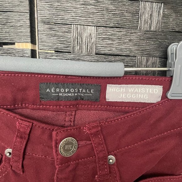 Aeropostale Womens 000 Burgundy‎ High Waisted Jegging - Picture 2 of 11